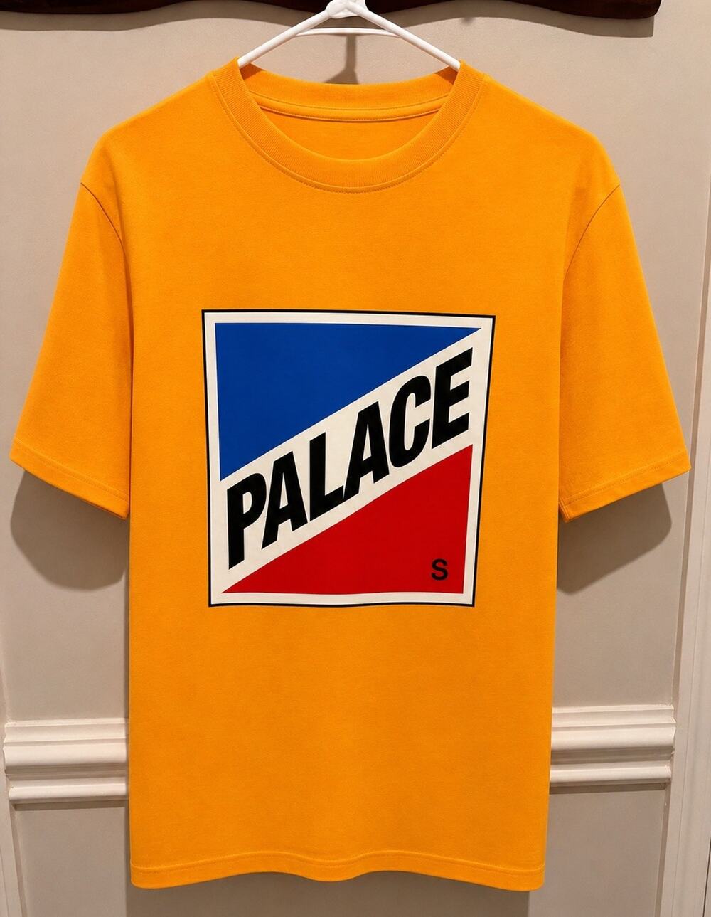 Palace MY SIZE T-Shirt Yellow Graphic Logo Cotton Jersey Crew Neck Men's S